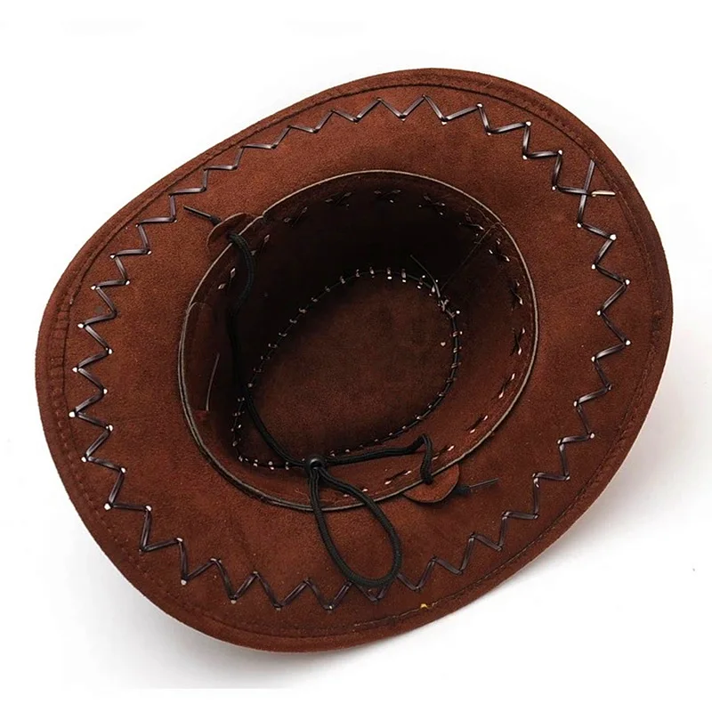 

Coffee Cowboy Hat Suede Look Wild West Fancy Dress Men Ladies Cowgirl Unisex Hat Useful