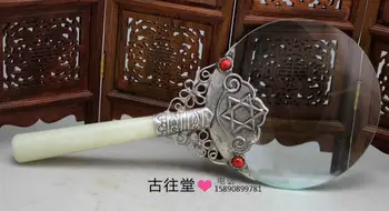 

Old Beijing old goods An old magnifying glass with a mosaic of silver jade
