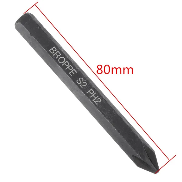 BROPPE 3pcs Cross Impact Screwdriver Bits 8mm Hex Shank 80mm Cross-Screwdriver Bits Set