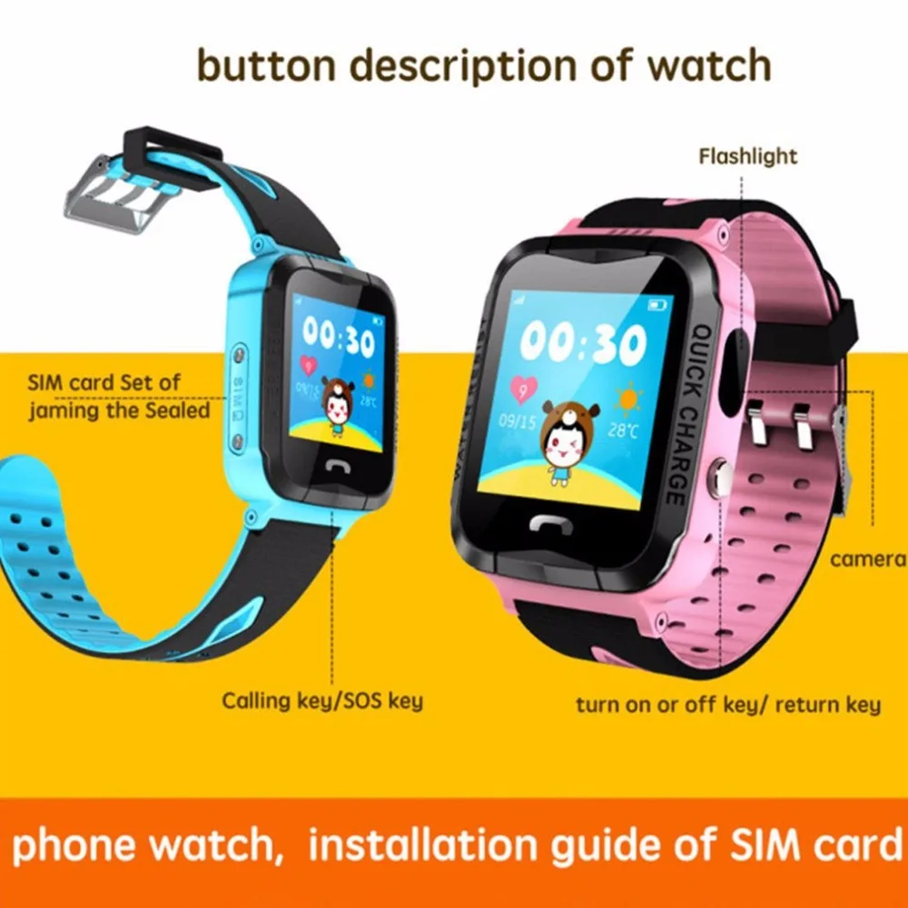 V6 Kinder Smart Uhr Mit GPS Tracker Kamera Anti Verloren Monitor SOS Call Wasserdichte Kinder Uhr F