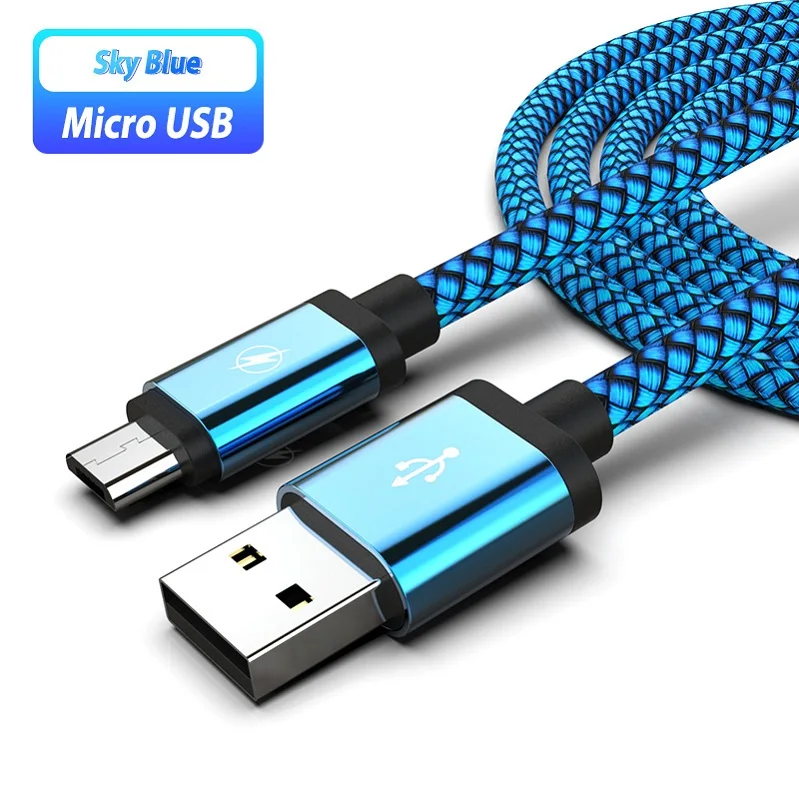 1/2/3 м Микро usb-кабель телефон Android Зарядное устройство кабель для зарядки Micro USB зарядка через usb провод шнур для Xiaomi Redmi 5 Plus 7A 7 6 6A S2 - Цвет: Blue Cable Only