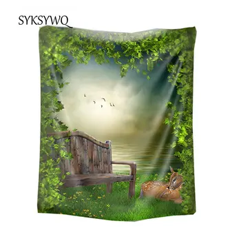 

garden bench deer tapestry nature tree forest wall hanging tapiz pared boho decoration home decor blanket