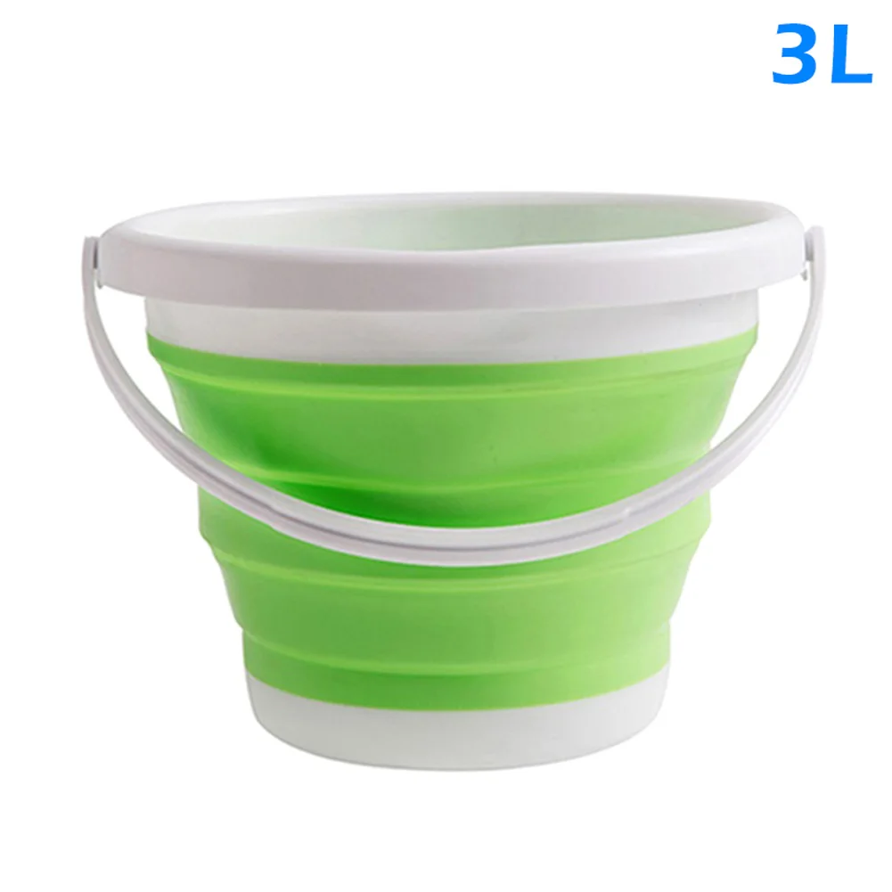 Складное Силиконовое Ведро Складная чаша для бассейна для путешествий, кемпинга, пеших прогулок, рыбалки UD88 - Цвет: Green size3L