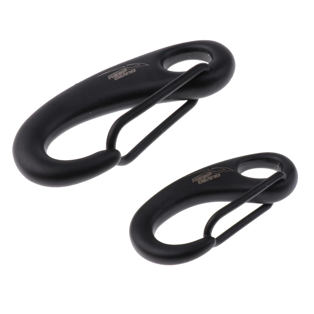 Perfeclan Spring Snap Hook Clip Quick Link Carabiner Scuba Diving Snorkeling Accessories Black 50mm/70mm 