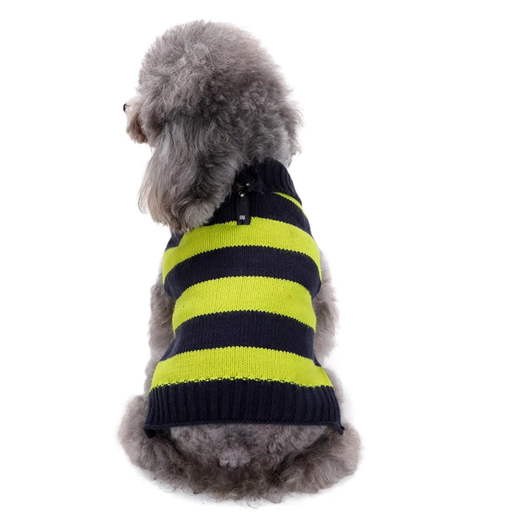 Dog Sweater Striped Dogs Pullover Autumn Winter Warm Handicraft Knitted