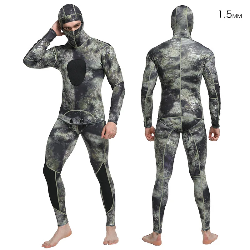 

New 1.5mm Camouflage Diving Suit Chloroprene Rubber Split Two-piece Fishing Hunting Diving Suit For Men
