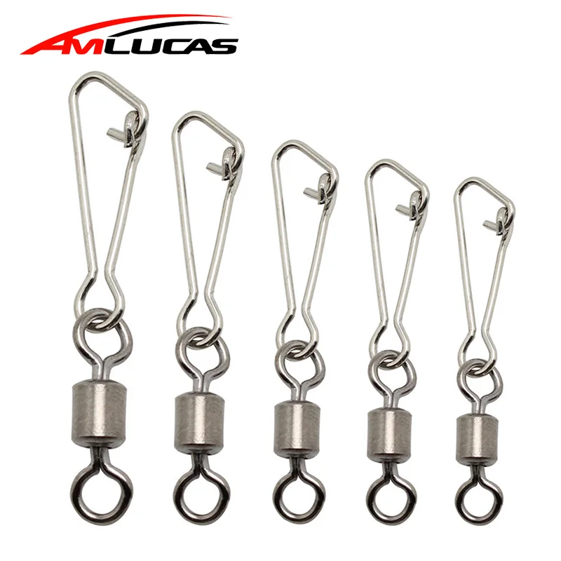 Amlucas 20pcs/lot Connector Barrel Swivels Rolling Swivels with Nice Snap stainless steel fishing Hook Connector Link WW298 Amlucas 20pcs/lot Connector Barrel Swivels Rolling Swivels with Nice Snap stainless steel fishing Hook Connector Link WW298