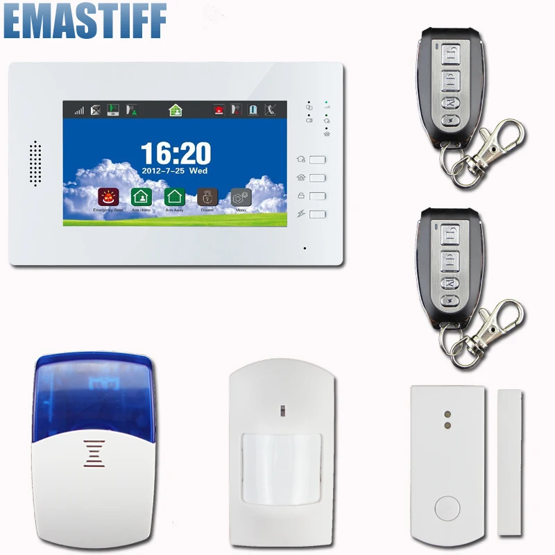 

868MHZ Touch Keypad LCD GSM PSTN Wireless Security Home Office Burglar Intruder Alarm System w indoor Siren support smart socket