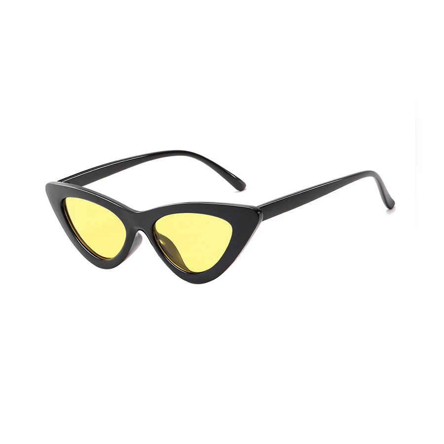 TOYEARN новые модные милые сексуальные женские солнцезащитные очки кошачий глаз, Женские винтажные брендовые маленькие солнцезащитные очки, женские очки UV400 - Цвет линз: Black Clear yellow