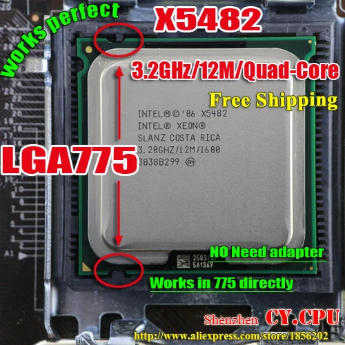 INTEL XEON X5482 3,2 GHz/12 M/1600 Mhz/cpu равный LGA775 Core 2 Quad Q9650 Q9550 cpu, работает на материнской плате LGA775 без адаптера