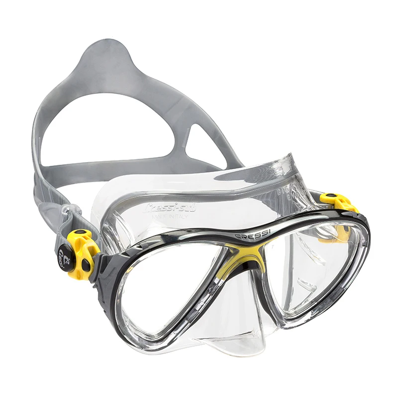 Маленькое ручное производство большие глаза EVOUTION Кристалл Дайвинг Маска Закаленное Стекло 2 окна профессиональная маска для подводного плавания для взрослых - Цвет: CLEAR YELLOW
