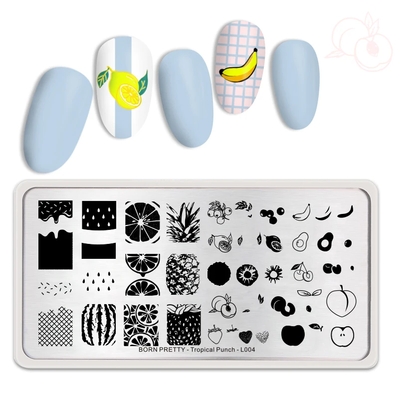 

BORN PRETTY Stamping Plates Fruit Geometric Image Stamp Nail Art Overprint DIY Design Templates Nail Printing Stencil Tools