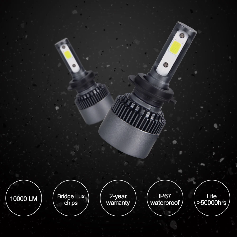 2 шт. светодиодный противотуманных фар 6500 K светодиодный H7 COB 76 Вт 10000LM 12 V 24 V H1 H3 H8 H9 H11 9005 9006 HB3 HB4 для Honda Ford современный логотип Buick