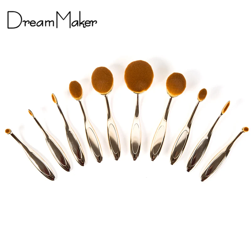 online sale make up brushes oval 10Pcs Makeup Brushes for Face Eye