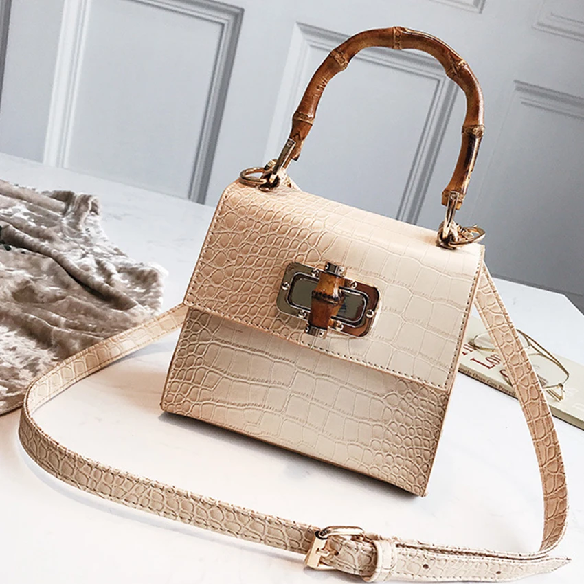 

Fashion Crocodile Pattern Bags Chic Alligator Women Handbags Bambootop Handle Small Flap Bags Crossbody Bag For Women Purses