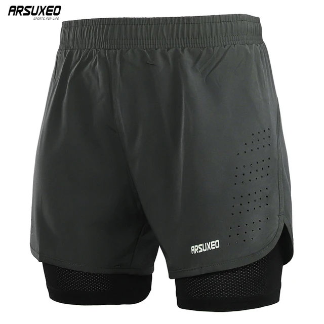 ARSUXEO Men's Running Shorts 2 in 1 Quick Dry Sport Shorts Athletic Training Fitness Short Pants Gym Shorts Workout Clothes B179 1