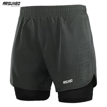 ARSUXEO Running Shorts Men 2 in 1 Sport Athletic Crossfit Shorts Fitness Gym Shorts Pants Workout Clothes Quick dry B179