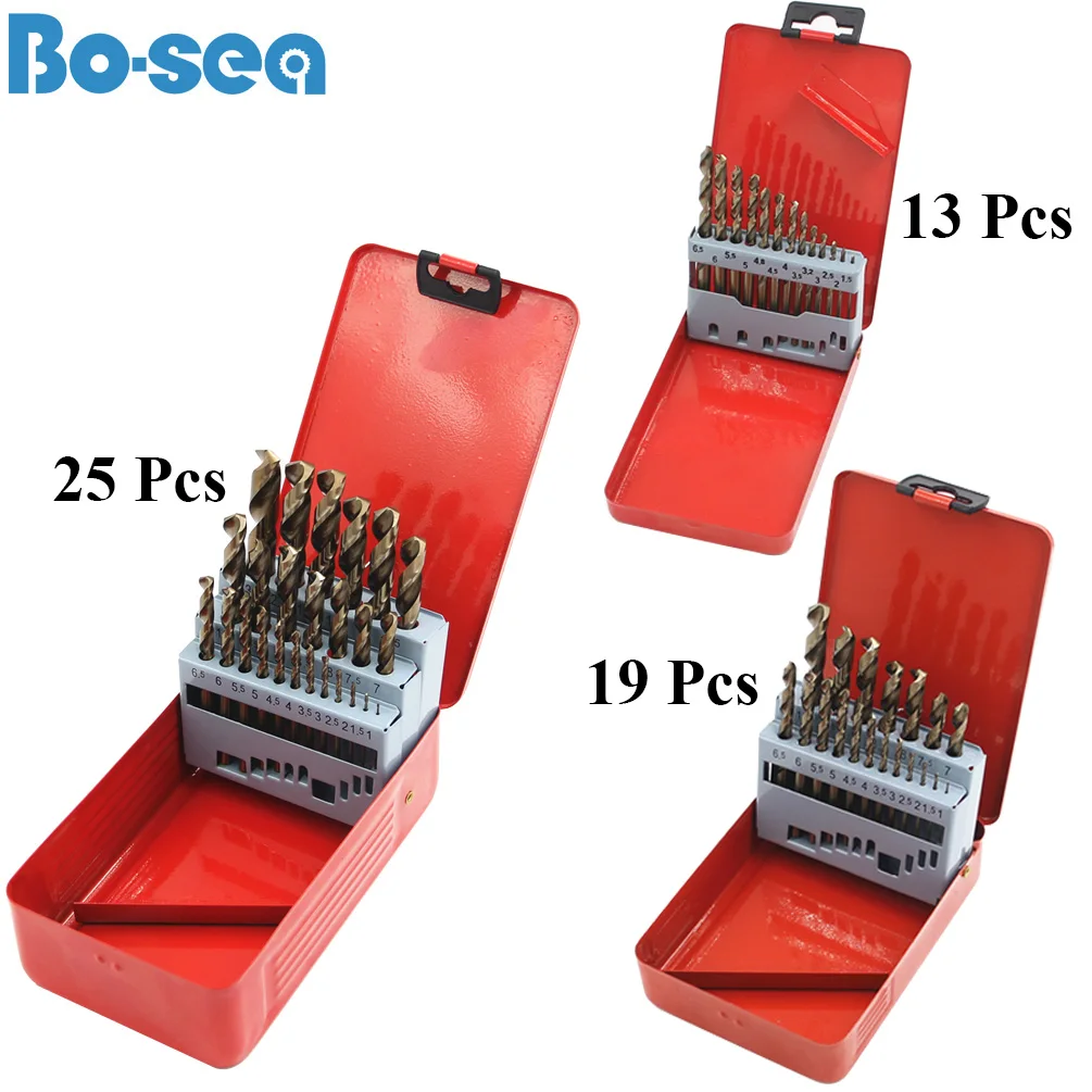 High Quatity HSS-Co M35 Cobalt Straight Shank Twist Drill Bit Tools Accessories for Metal Stainless Steel Drilling professional Color : 19pcs with box