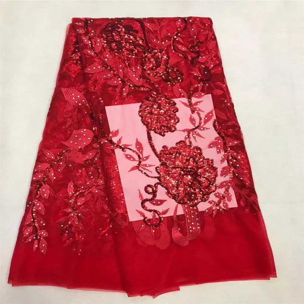 

HFX 2018 Good Quality Sequence Lace New Style Sequin Lace Fabric For Party Dress green color Tulle Net Lace Fabric B05-1