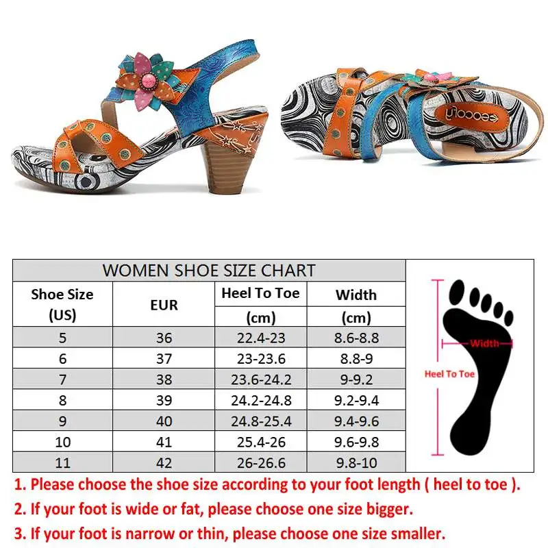 SOCOFY/удобные сандалии в стиле ретро; босоножки из натуральной кожи на застежке-липучке с цветочным принтом; элегантная обувь на высоком каблуке; Sandalias Mujer; коллекция года