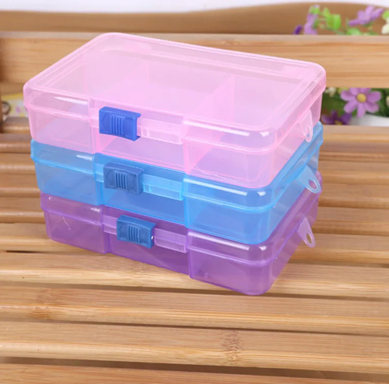 

5 Grids Plastic Clear Case Box Holder Container Pills Jewelry Earring Nail Art Tips In Desk Small Container Home Storage Box