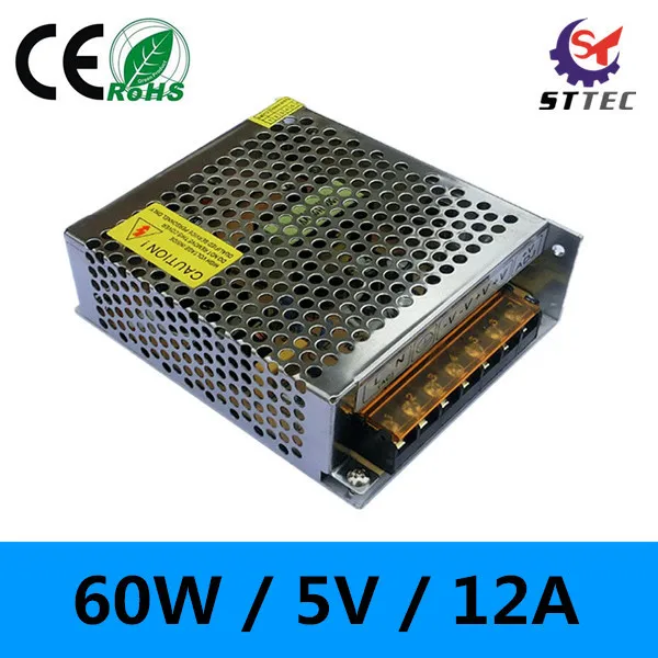 

High quality 60W 110V/220V to 5V 12A LED power supply adaptor / transformer for Led strip