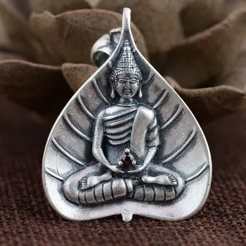 

FNJ 925 Silver Buddha Pendant New Fashion Red Zircon 100% Pure S925 Solid Thai Silver Pendants for Women Men Jewelry Making