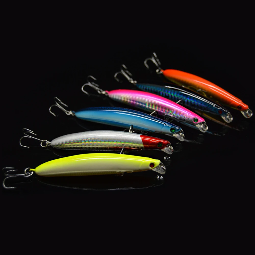 6pcs/lot 9cm 9.5g Plastic Minnow Artificial Hard Fishing Lure Laser Bait with 3D Eyes | Спорт и развлечения