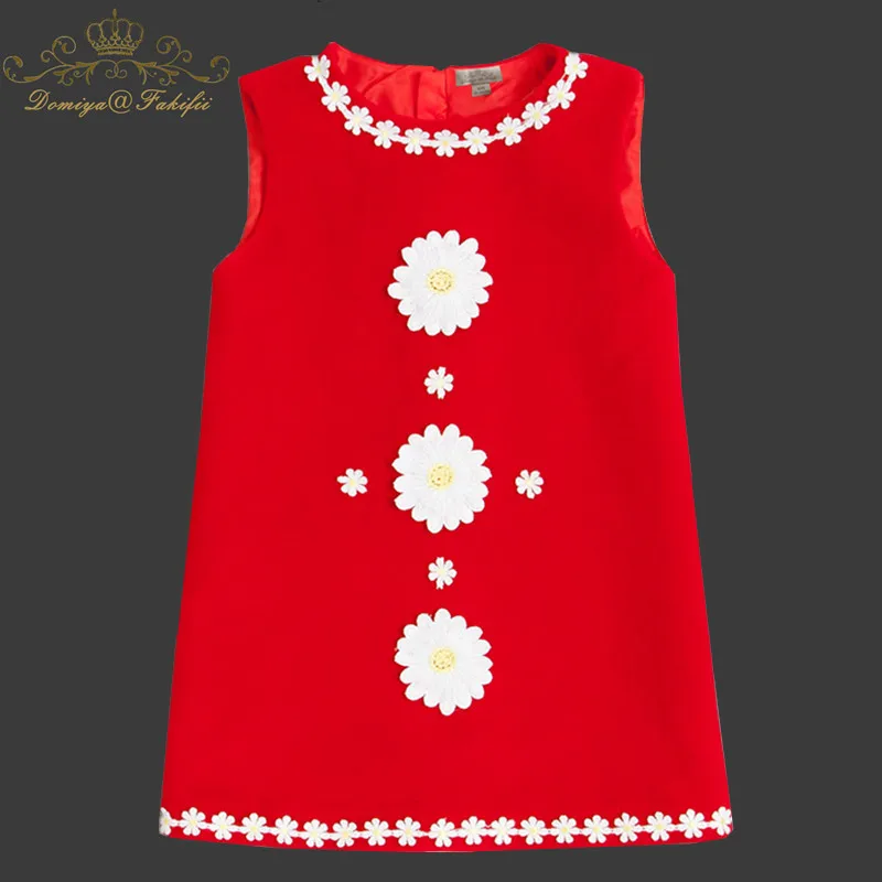 

2018 Spring Autumn Baby Casual Birthday Party Sun Flower Appliqued Dress For Girl Princess Wool Dresses For Wedding Kid Clothes