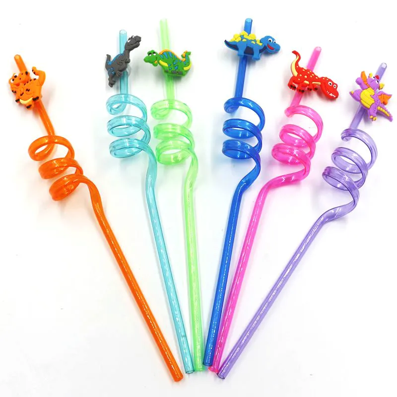 

6pcs New Dinosaur Party Supplies Disposable Plastic Straws Unicorn Birthday Party Decorations Kids Adult Mermaid Party Supplies