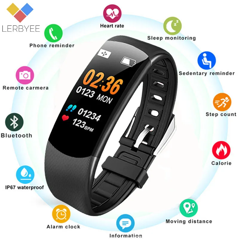 

Lerbyee C5 Smart Watch Heart Rate Monitor Bluetooth Waterproof Fitness Watch Sleep Monitor Smart Bracelet for Sport Running