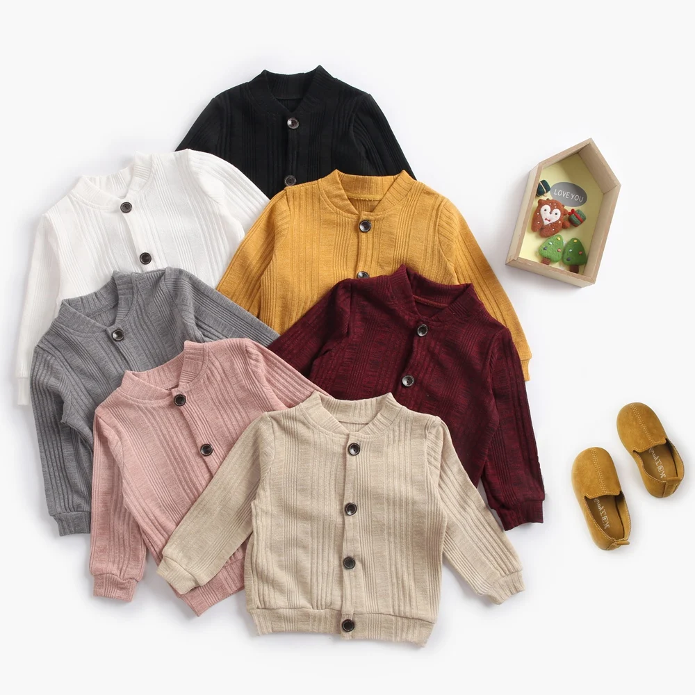 

0-3 Years Old Baby Sweaters Child Boys Girls Autumn Winter Knitted Sweater Cardigan Solid Colors Jacket Infant Clothes Baby Tops
