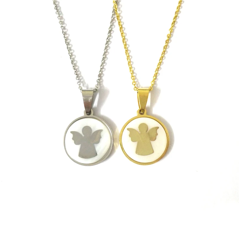 

FairLadyHood Cute Angel Pendant Necklace Stainless Steel Women Necklace Shell Necklace Jewelry For Friend Best Gift