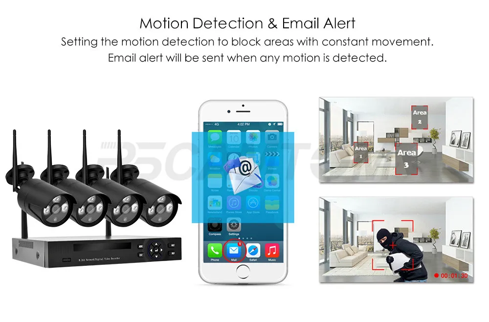 Wistino 4CH Wireless IP Camera NVR Kits 720P CCTV Security System Wifi Cameras XMEye Outdoor Waterproof Surveillance Kit Night Vision (3)