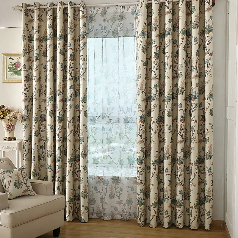 Ready Made Custom Vintage Floral Blackout Curtains for Living Room