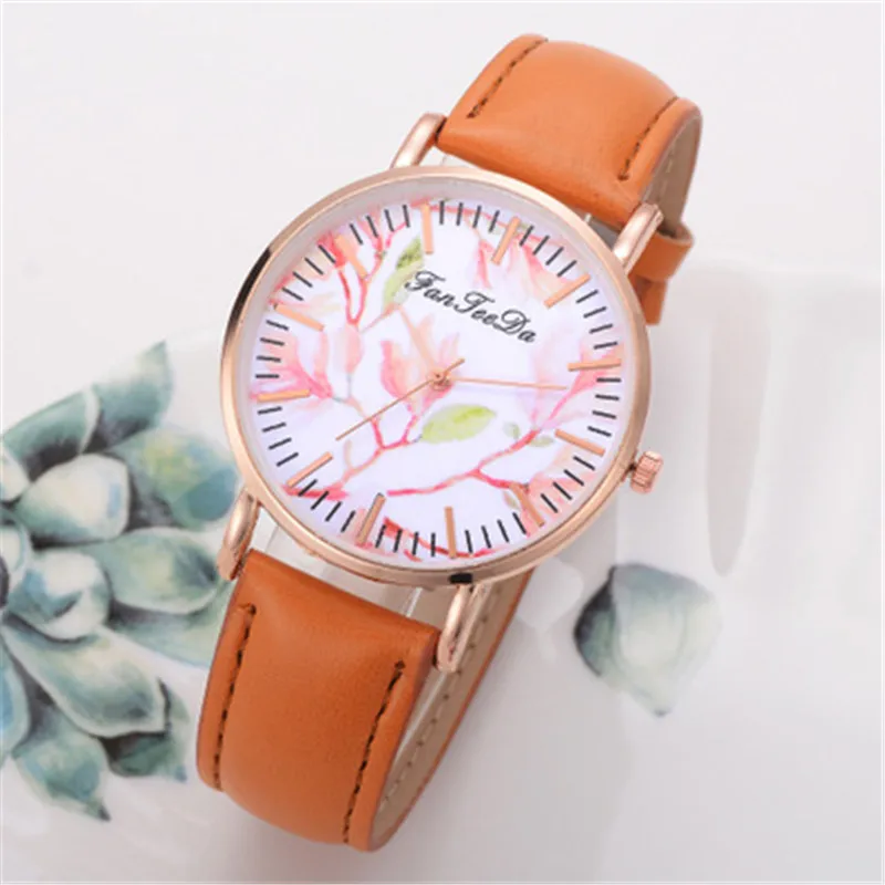 

Fashion Ladies Watch with Unique Flower Dial Casual Leather Wrist Watch for Women Quartz Clock Female Gift zegarek damski