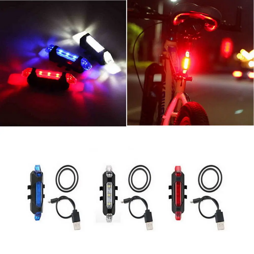 Светодиодный USB Перезаряжаемые микро велосипед хвост сзади безопасности Предупреждение светильник лампа аварийной сигнализации