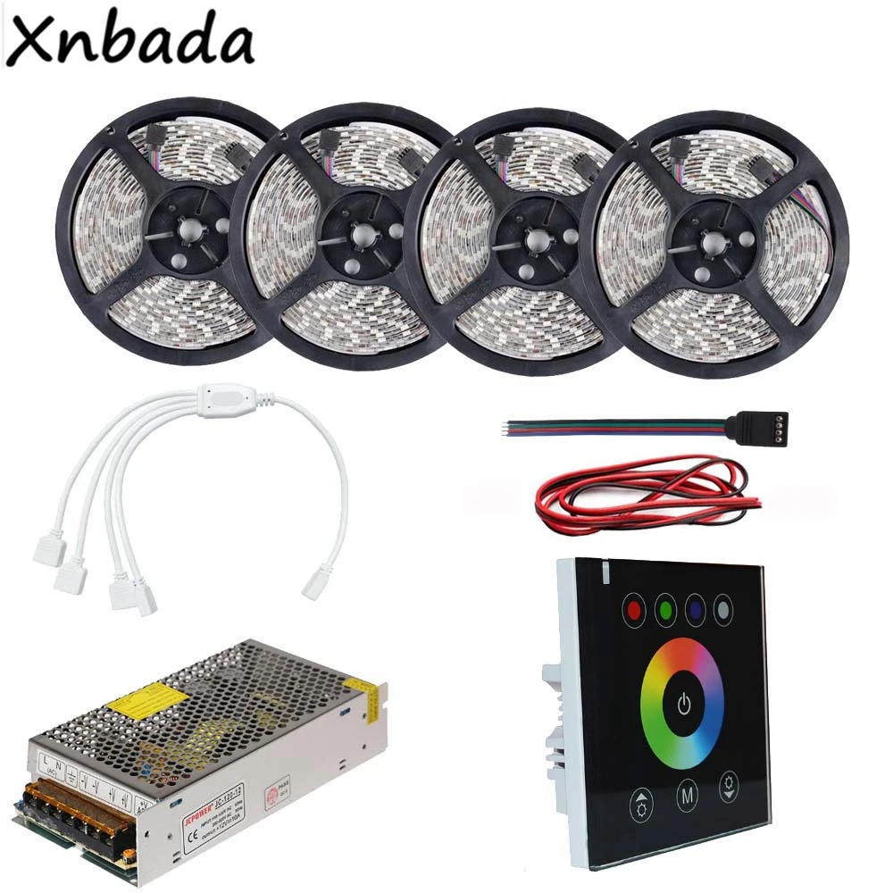 

2835SMD RGB Led Strip 60Leds/m Flexible Light Include RGB Touch Panel Led Controller DC12V Power Driver Kit 5M 10M 15M 20M