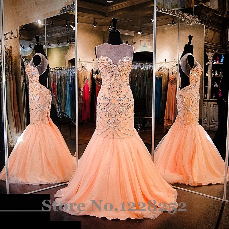 coral prom dress mermaid