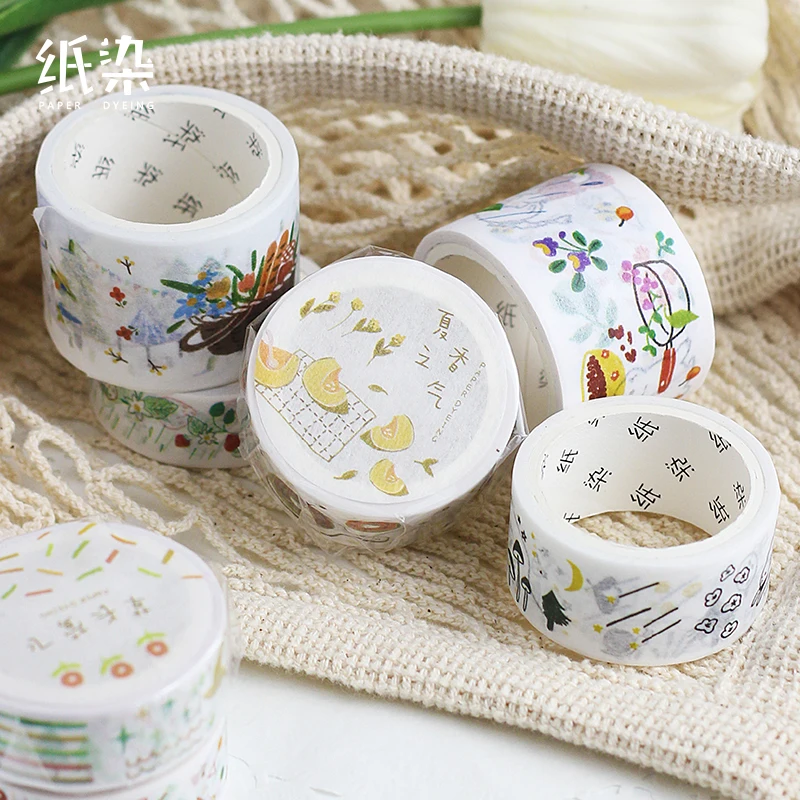 

Japanese paper Washi Tapes Retro Travel Plants Manuscript Masking Tapes Decorative DIY Paper Scrapbooking Stickers