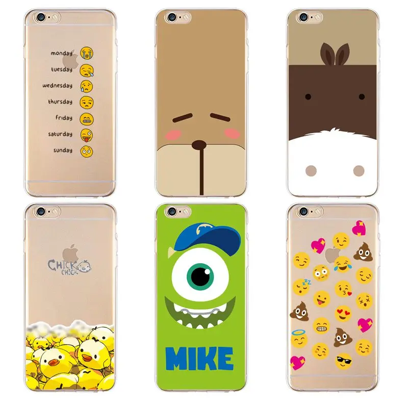 Мягкий Силиконовый ТПУ чехол для телефона iPhone 4/4S 5 5S 6 6plus 7 8plus x Смайлик смайлик