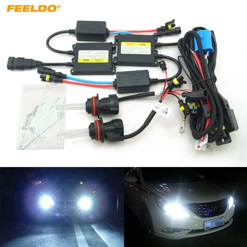 

FEELDO 4Sets 35W AC Car Headlight 9004 9007 Xenon Bulb Hi/Lo Beam Bi-Xenon Bulb Light Digital Slim Ballast HID Kit #FD-4479