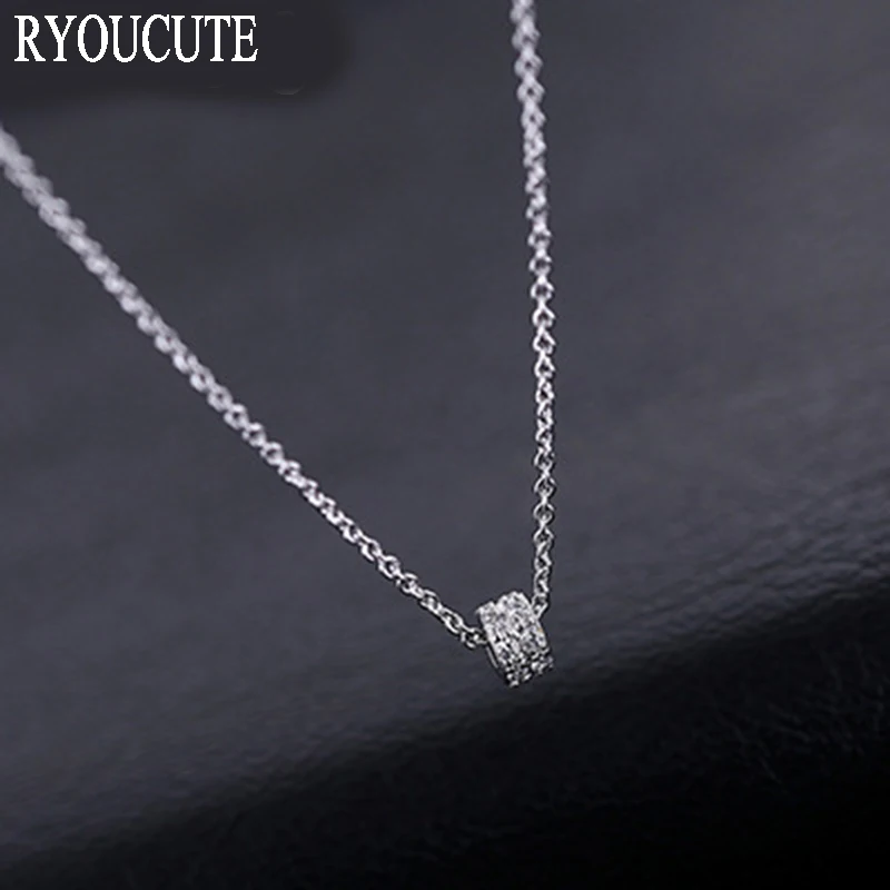 Модное 925 пробы серебряное круглое ожерелье с бусинами для женщин и девочек, длинные ожерелья с кубическим цирконием, ювелирные изделия