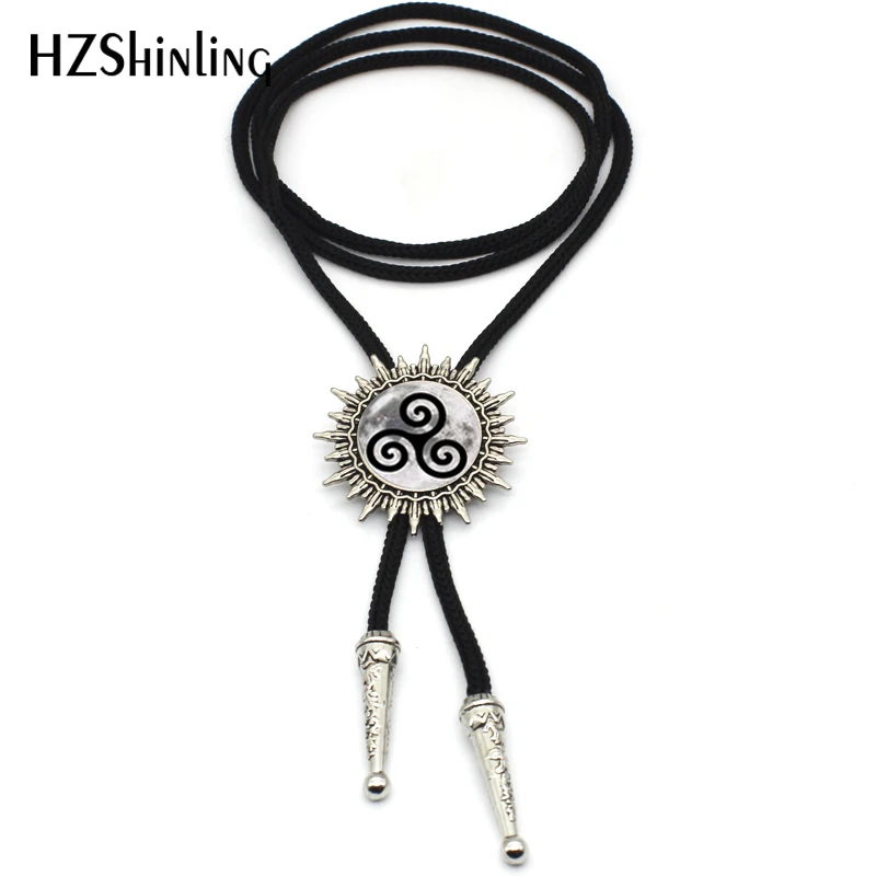 

2017 New Arrival Teen Wolf Triskelion logo Cowboy Bolo Tie Steampunk Glass Dome Teen Wolf Statement Slide Neck Tie for Men