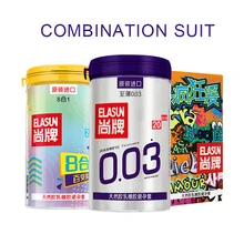 Brand ELASUN 50 Pcs Lot 3 Style More Than 10 type Super Thin Natural Latex Condoms