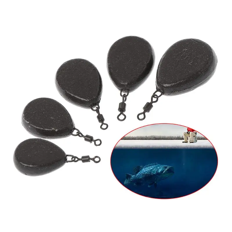 

5 Pcs/Set Fishing Sinker Lead Weight With Different Weights Water Drop With Rotating Swivel Ring Connector For Carp Fishing Tack