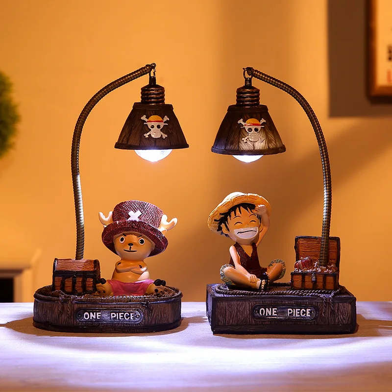 Смоляная модель Луффи светодиодный ночной Светильник аниме цельный ночной Светильник игрушки для детей цельный Луффи Чоппер фигурка игрушки День рождения подарки