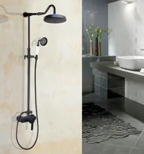 Black Oil Rubbed Brass Single Lever Wall Mount Bathroom Rainfall Shower Faucet Set Mixer tap Rain Shower Head Hand Shower ahg656 modern wall mount polished chrome brass bathroom clawfoot hand shower faucet mixer tap set telephone shape hand spray ana209
