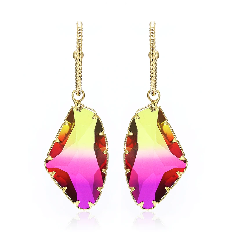 

Personalized Geometric Tourmaline Dangle Earrings Cubic Zirconia Stone Copper Wrap Rhodium Plated Luxury XIUMEIYIZU Brand