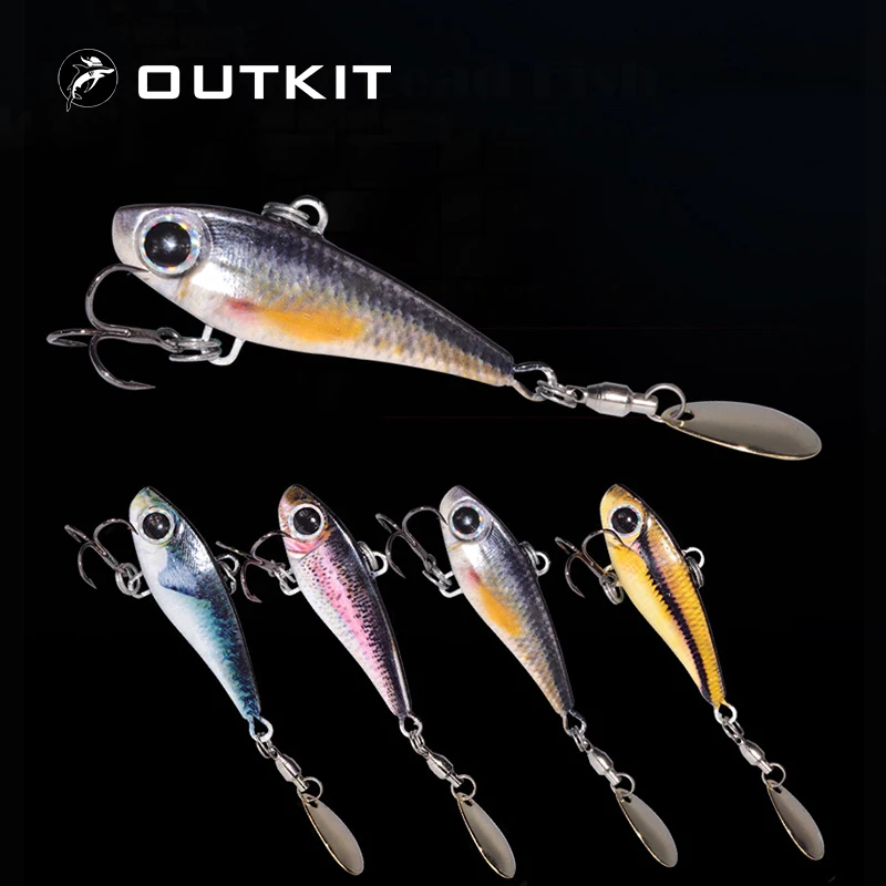 OUTKIT طعم صيد معدن الصيد إغراء 4 ألوان المتذبذب ملعقة الرقصة رئيس VIB السحر الشتاء الاصطناعي 5 cm 18g الطعوم الصيد اكسسوارات